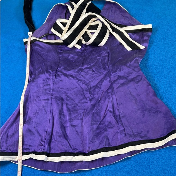 Bebe 2008 Silky Purple Peplum Deep Plunge Halter XS - Picture 16 of 16